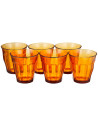 Tradineur - Caja de 6 Vasos Modelo Le Picardie Ámbar - Capacidad de 25 CL (8 3/8 Oz) - Fabricado en Vidrio Resistente - Apto par