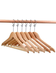 Tradineur - Pack de 72 perchas de madera para hotel con aro y barra, incluyen muescas para tirantes, perchas clásicas para abrig
