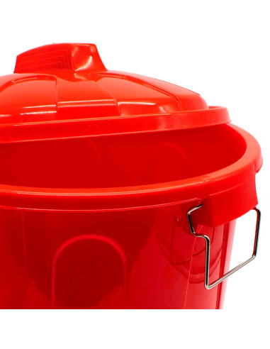 Tradineur - Cubo de basura de plástico - Incluye tapa y asas metálicas - Fabricado en España - Contenedor de residuos - Capacida