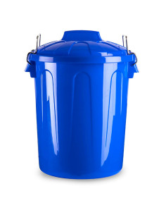 Tradineur - Cubo de basura de plástico - Incluye tapa y asas metálicas - Fabricado en España - Contenedor de residuos - Capacida