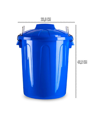 Tradineur - Cubo de basura de plástico - Incluye tapa y asas metálicas - Fabricado en España - Contenedor de residuos - Capacida