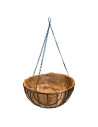 Tradineur - Macetero colgante de coco y metal - Cesta, maceta colgante con cadena y gancho - Decoración hogar, terraza, balcón,