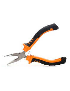 Tradineur - Alicate Mini Punta Larga - Longitud de 125 mm - Fabricado en Acero - Mango ergonómico - Herramienta manual de bricol