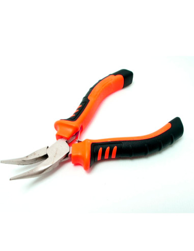 Tradineur - Alicate Mini Punta Curva - Longitud de 125 mm - Fabricado en Acero - Mango ergonómico - Herramienta manual de bricol