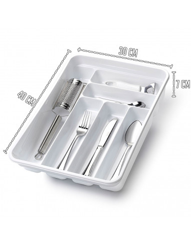 Tradineur - Cubertero para la cocina - Fabricado en Plástico - Recipiente para ordenación y almacenamiento de cubertería - 7 x 3