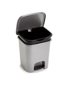 Tradineur - Papelera con pedal - Fabricado en Plástico - Incluye Cubo interno Extraíble - Capacidad de 7,5 Litros - Color Plata