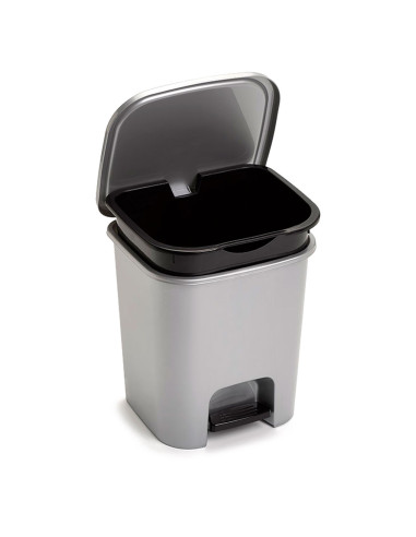 Tradineur - Papelera con pedal - Fabricado en Plástico - Incluye Cubo interno Extraíble - Capacidad de 7,5 Litros - Color Plata