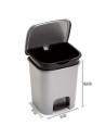 Tradineur - Papelera con pedal - Fabricado en Plástico - Incluye Cubo interno Extraíble - Capacidad de 7,5 Litros - Color Plata