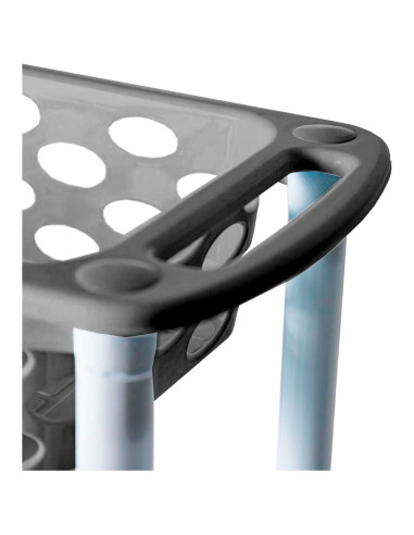 Tradineur - Carrito verdulero de plástico con 3 Niveles y Ruedas - PLFT Aire Slim - Cestas apilables portaobjetos - 61 x 58 x 18