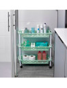 Tradineur - Carrito verdulero de plástico con 3 Niveles y Ruedas - PLFT Aire Slim - Cestas apilables portaobjetos - 61 x 58 x 18