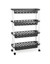 Tradineur - Carrito verdulero de plástico con 4 Niveles y Ruedas - PLFT Aire Slim - Cestas apilables portaobjetos - 84,5 x 58 x