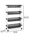 Tradineur - Carrito verdulero de plástico con 4 Niveles y Ruedas - PLFT Aire Slim - Cestas apilables portaobjetos - 84,5 x 58 x