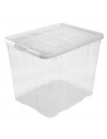 Tradineur - Caja de ordenación de plástico nº 17  transparente, con tapa y asas, capacidad 35 litros, 35.5 x 42,2 x 35 cm, model