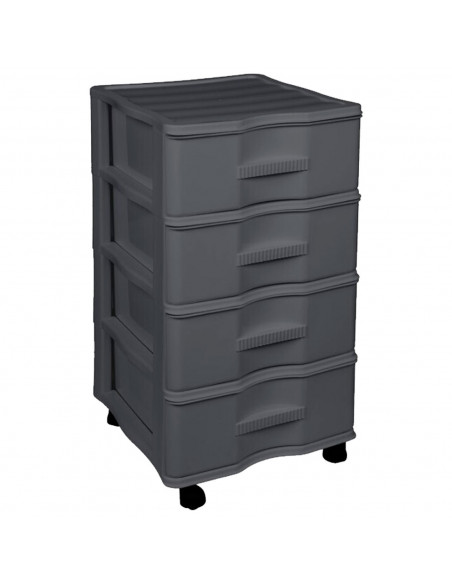 Tradineur - Cajonera de Almacenamiento Wagon - 4 Cajones - Torre de Almacenamiento Multiusos para Oficina, hogar, Escuela, etc - Tradineur - Cajonera de Almacenamiento Wagon - 4 Cajones - Torre de Almacenamiento Multiusos para Oficina, hogar, Escuela, etc -