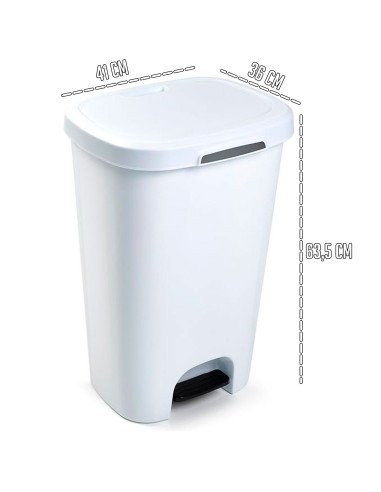 Tradineur - Cubo de basura con pedal - Fabricado en plástico - Contenedor de residuos - Capacidad de 50 Litros - 63,5 x 41 x 36