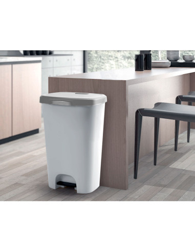 Tradineur - Cubo de basura con pedal - Fabricado en plástico - Contenedor de residuos - Capacidad de 50 Litros - 63,5 x 41 x 36
