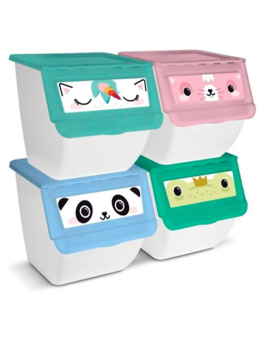 Tradineur - Contenedor apilable - Fabricado en plástico - Organizador para la basura, caja de almacenamiento de residuos, recicl