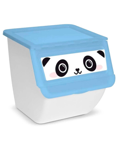 Tradineur - Pack de 3 contenedores apilables de plástico, cajas almacenaje basura, reciclaje y ordenación (Oso Panda, Conejo y R