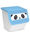 Tradineur - Pack de 3 contenedores apilables de plástico, cajas almacenaje basura, reciclaje y ordenación (Oso Panda, Conejo y R