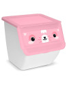 Tradineur - Pack de 3 contenedores apilables de plástico, cajas almacenaje basura, reciclaje y ordenación (Oso Panda, Conejo y R