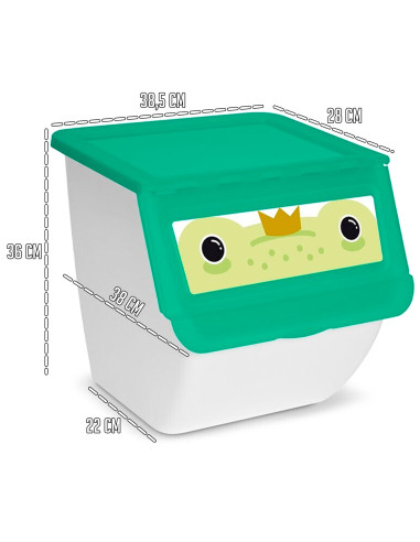 Tradineur - Pack de 3 contenedores apilables de plástico, cajas almacenaje basura, reciclaje y ordenación (Oso Panda, Conejo y R