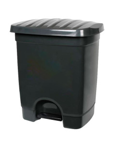 Tradineur - Cubo de basura de plástico con pedal, compartimento unitario, contenedor de residuos, papelera, cocina, fabricado en