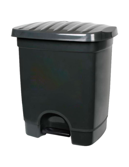 Tradineur - Cubo de basura de plástico con pedal, compartimento unitario, contenedor de residuos, papelera, cocina, fabricado en