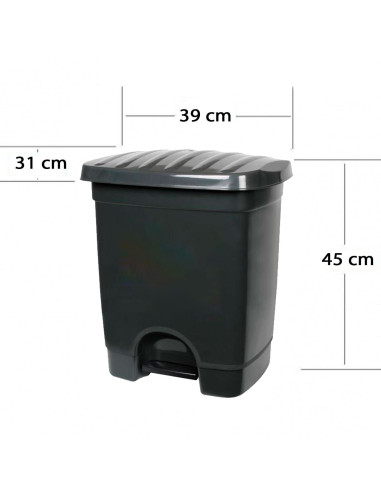 Tradineur - Cubo de basura de plástico con pedal, compartimento unitario, contenedor de residuos, papelera, cocina, fabricado en