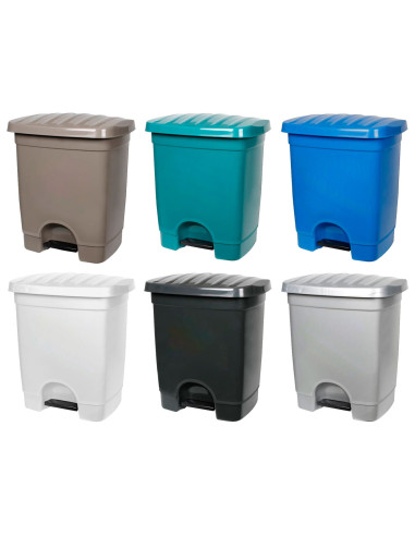 Tradineur - Cubo de basura de plástico con pedal, compartimento unitario, contenedor de residuos, papelera, cocina, fabricado en