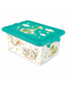 Tradineur - Caja de plástico con cierres laterales de clip y tapa, cajón de almacenaje multiusos, ordenación, objetos, hogar, fa
