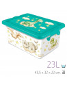 Tradineur - Caja de plástico con cierres laterales de clip y tapa, cajón de almacenaje multiusos, ordenación, objetos, hogar, fa