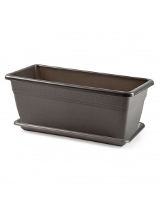 Tradineur - Jardinera con plato terracota - PLFT - Fabricado en Plástico - Macetero apto para Exterior e Interior del hogar - 40