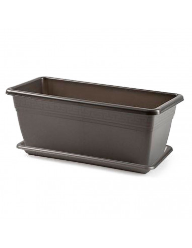 Tradineur - Jardinera con plato terracota - PLFT - Fabricado en Plástico - Macetero apto para Exterior e Interior del hogar - 40