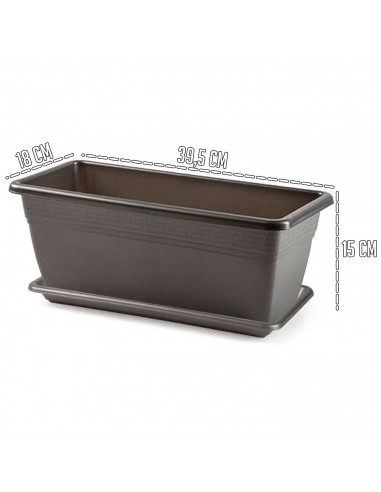 Tradineur - Jardinera con plato terracota - PLFT - Fabricado en Plástico - Macetero apto para Exterior e Interior del hogar - 40