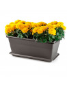 Tradineur - Jardinera con plato terracota - PLFT - Fabricado en Plástico - Macetero apto para Exterior e Interior del hogar - 40