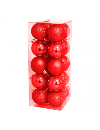 Tradineur - Pack de 20 Bolas de Navidad Modelos surtidos - Fabricado en Plástico - Cordón Dorado - Decoración de Navidad - Ø 4 c