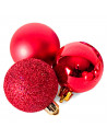 Tradineur - Pack de 20 Bolas de Navidad Modelos surtidos - Fabricado en Plástico - Cordón Dorado - Decoración de Navidad - Ø 4 c