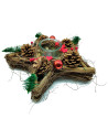 Tradineur - Portávelas con forma de Estrella - Fabricación de madera - Artículo para la decoración Navidad - 10 x 35 x 33 cm