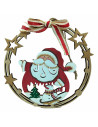 Tradineur - Colgante con lazo Redondo Navideño - Fabricado en Madera - Artículo para Decoración Navideña - Ø 18 cm - Modelo Alea