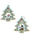 Tradineur - Pack de 2 Colgantes diseño balcón Navideño - Fabricado en madera - Artículo para decoración Navideño - 17 x 16 cm -