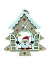 Tradineur - Pack de 2 Colgantes diseño balcón Navideño - Fabricado en madera - Artículo para decoración Navideño - 17 x 16 cm -