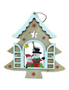 Tradineur - Pack de 2 Colgantes diseño balcón Navideño - Fabricado en madera - Artículo para decoración Navideño - 17 x 16 cm -