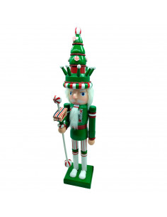 Tradineur - Figura de Cascanueces Navideño - Fabricado en madera - Incluye palanca para abrir el cascanueces -  Artículo para de