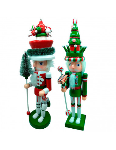Tradineur - Figura de Cascanueces Navideño - Fabricado en madera - Incluye palanca para abrir el cascanueces -  Artículo para de