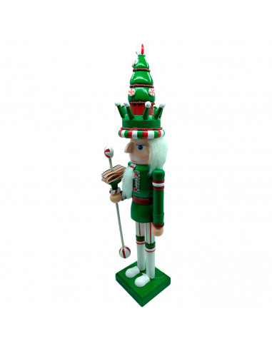 Tradineur - Figura de Cascanueces Navideño - Fabricado en madera - Incluye palanca para abrir el cascanueces -  Artículo para de