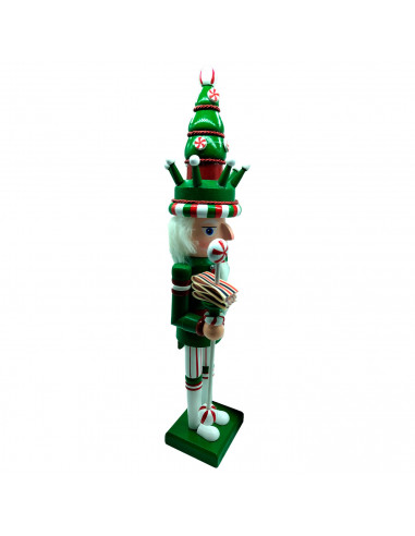 Tradineur - Figura de Cascanueces Navideño - Fabricado en madera - Incluye palanca para abrir el cascanueces -  Artículo para de