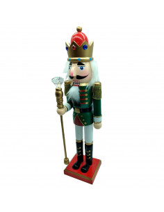 Tradineur - Figura de Soldado Cascanueces Navideño - Fabricado en madera - Incluye palanca para abrir el cascanueces -  Artículo