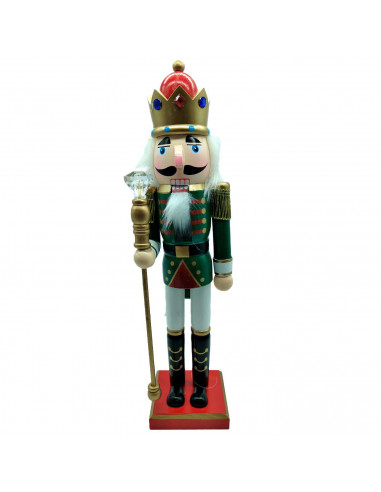 Tradineur - Figura de Soldado Cascanueces Navideño - Fabricado en madera - Incluye palanca para abrir el cascanueces -  Artículo