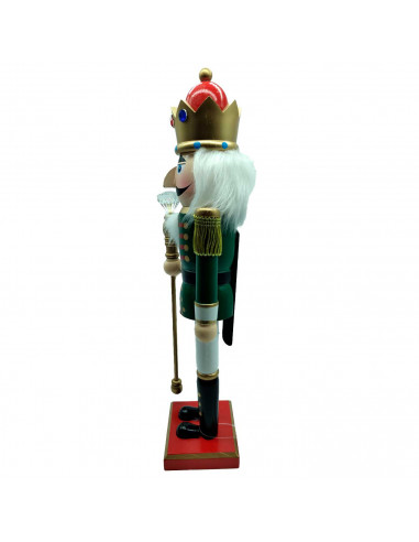 Tradineur - Figura de Soldado Cascanueces Navideño - Fabricado en madera - Incluye palanca para abrir el cascanueces -  Artículo