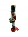 Tradineur - Figura de Cascanueces con calendario Navideño - Fabricado en madera - Incluye palanca para abrir el cascanueces -  A
